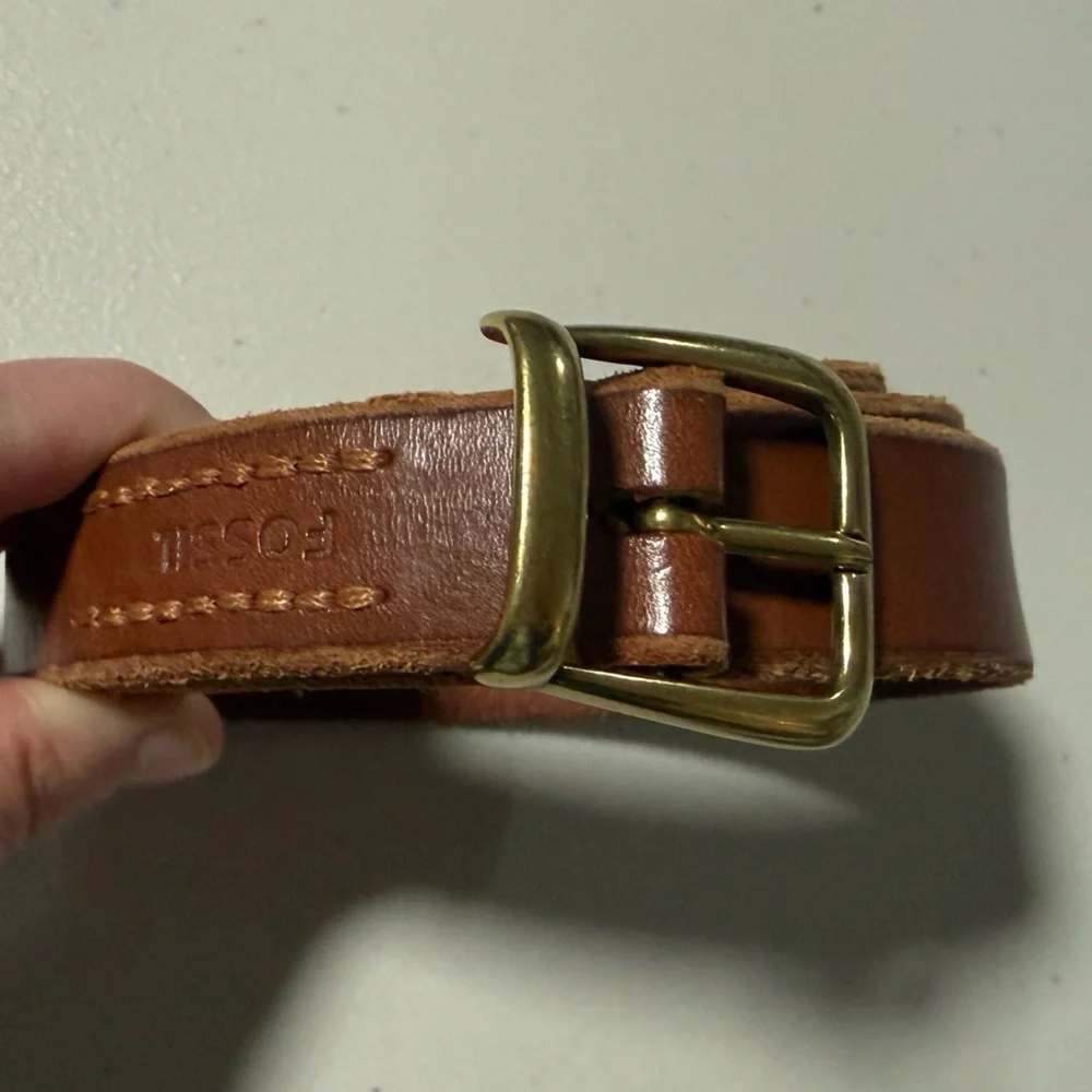 Fossil Bundle of 2 Classic Leather Belts Brown Black Western Boho Casual Capsule